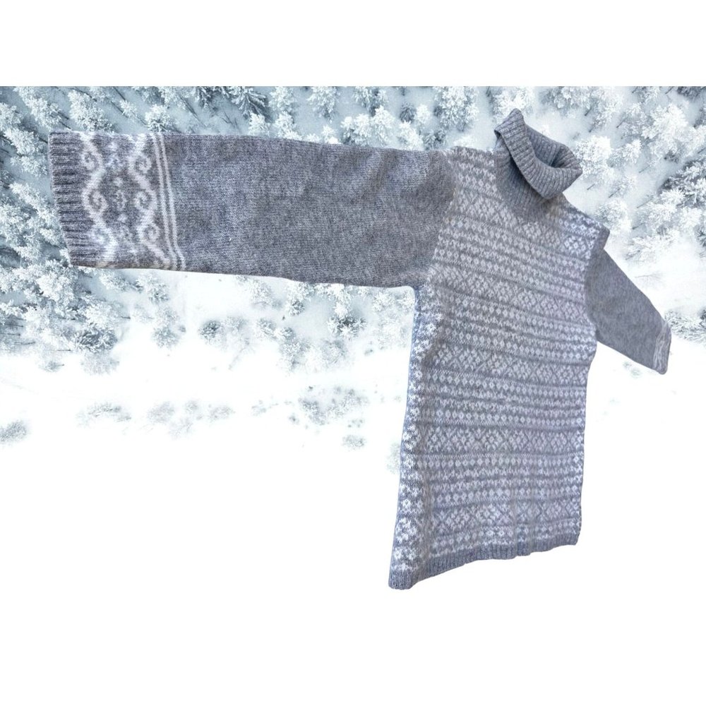 VTG Jillian Jones Turtleneck Sweater Medium Gray Lambswool Angora Snowfl… - Picture 7 of 12
